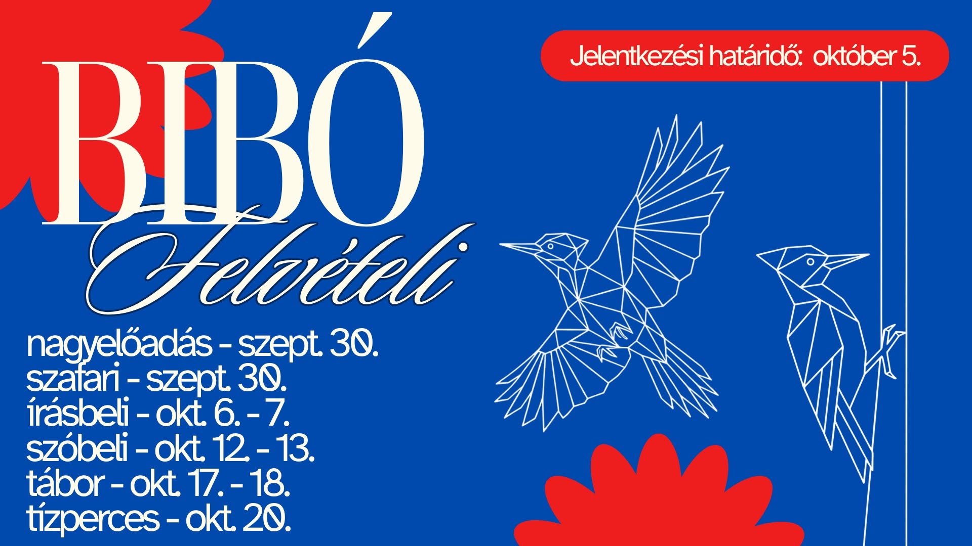 Bibó felvételi 2026 ősz. Jelentkezési határidő: október 5.